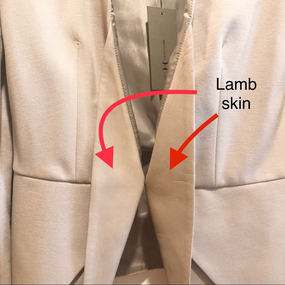 🥳 HOST PICK 🥳 HALSTON HERITAGE BLAZER W/ LAMBSKIN LEATHER DETAIL - Picture 2 of 14